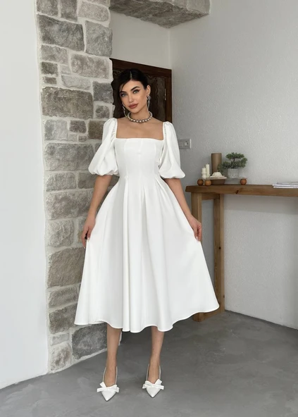 Benjamin Çan Etekli Midi Boy Elbise - Resim 6