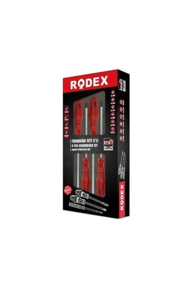 Rodex Tornavida Seti 6 Lı- Yıldız Ve Düz Uçlu, Kaymaz Sap - 2