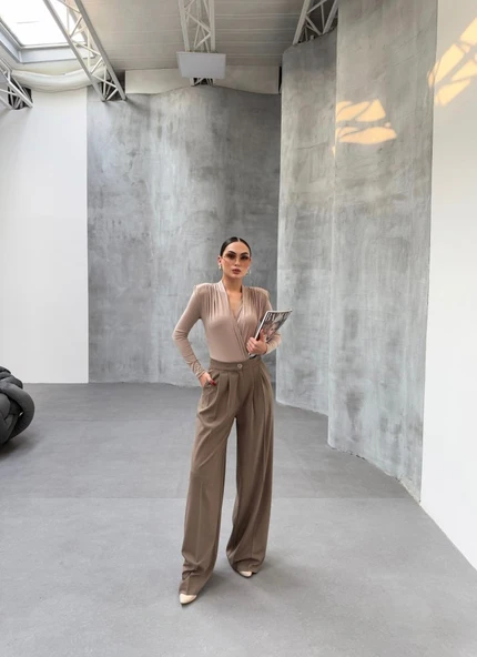 230 Gr Poly Viscose Full Lycra Pi̇leli̇ Palazzo Pantolon - Resim 3