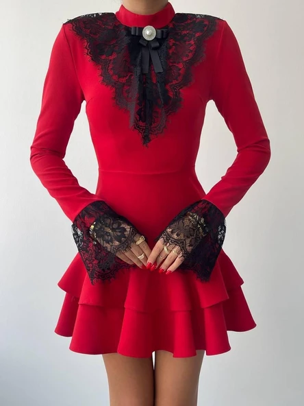 Danya Dantel Mini Elbise - Resim 2