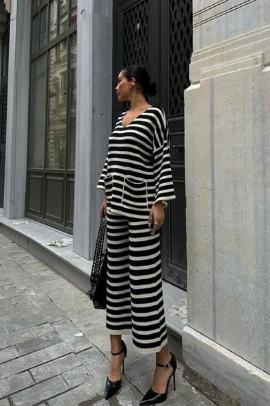 Candy Çizgili Straight Fit Pantolon Takım 9705-015 - Resim 4