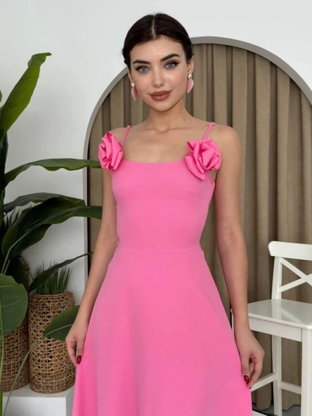 Matilda Gül İp Askılı Elbise - Resim 5