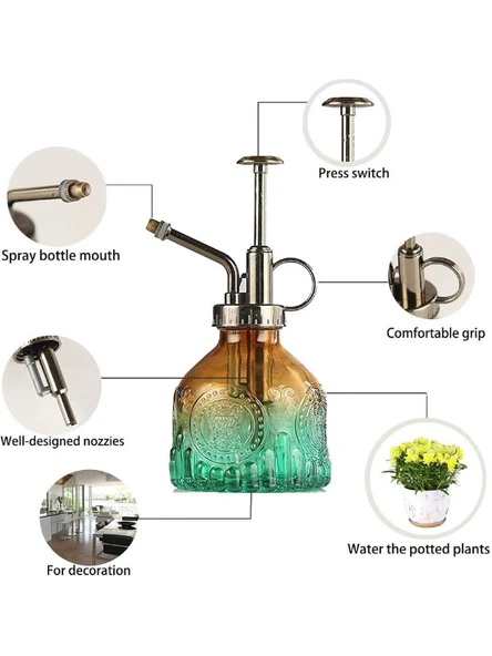 Vintage Cam Bitki Sulama Spreyi – Dekoratif Püskürtme Kolonya Şişesi 200 ml Kırmızı - 8