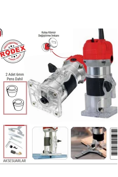 Rodex EL FREZESİ 6,00MM/6,35MM 30000RPM 680W RDX3785 - 2