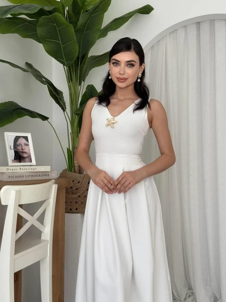 Late Yıldız Detaylı Elbise - Resim 5