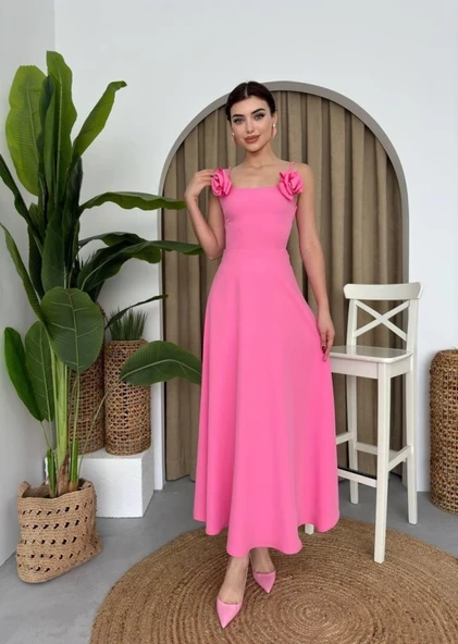 Matilda Gül İp Askılı Elbise - Resim 4