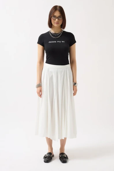 Baskılı Likralı Crop T-Shirt - Resim 2