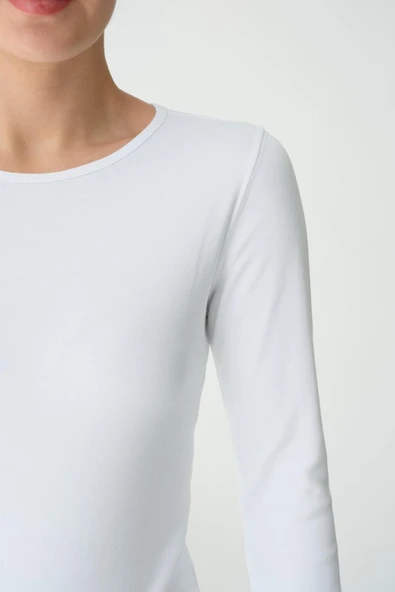 Uzun Kol Örme Body - Beyaz - Resim 2