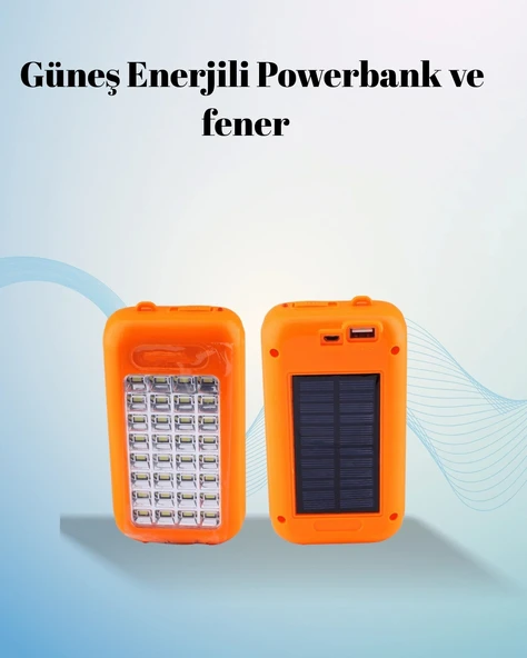 Gold Silver Güneş Enerjili Powerbank Işıldak – 10000 mAh, 32 LED, Çift USB, Su Geçirmez ürün görseli 1