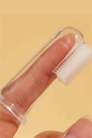 1 Adet-Silikon Evcil Hayvan Parmak Diş Fırçası – Köpek & Kedi Ağız Bakımı, Saklama Kabı Dahil