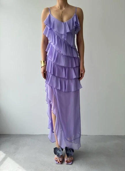 Ples Yırtmaç Detaylı Elbise - Resim 2