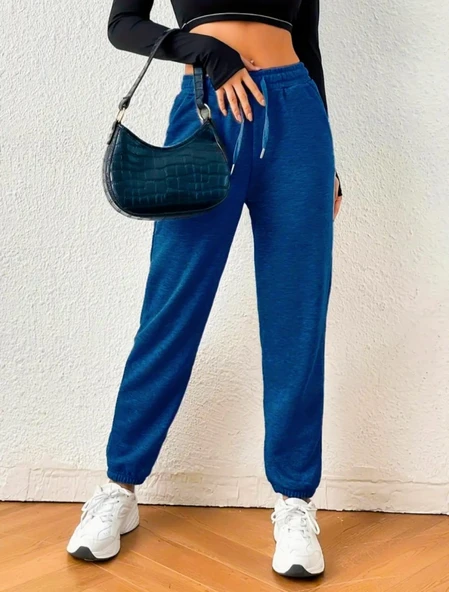 Kadın Beli Kordonlu Viskon Iki Iplik Kumaş Eşofman ürün görseli