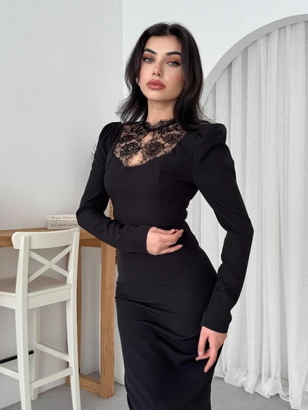 Port Dantel Detay Elbise ürün görseli