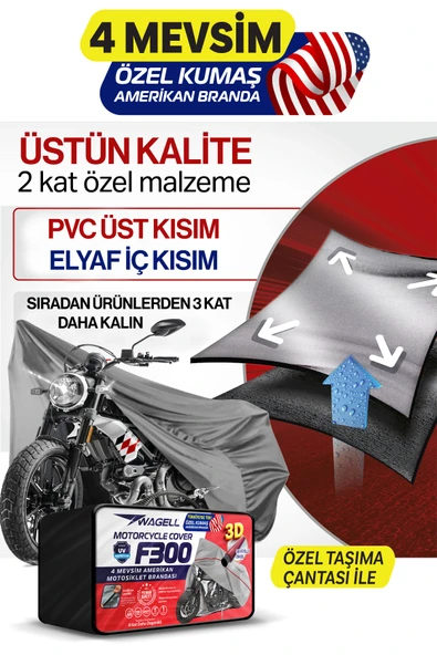 Budge Arora Cappucino 125  Amerikan Fitilli Motosiklet Brandası Çadır Örtü - Miflonlu - 6