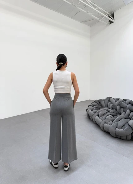 230 Gr Poly Viscose Full Lycra Metal Toka Aksesuarli Pantolon - Resim 2