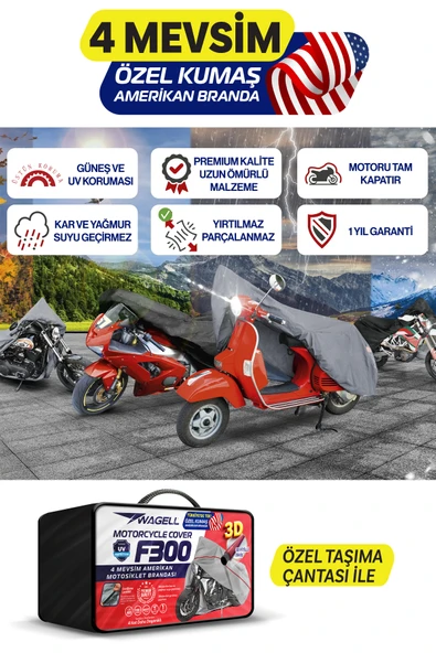 Budge Arora Cappucino 125  Amerikan Fitilli Motosiklet Brandası Çadır Örtü - Miflonlu - 5