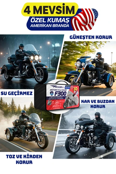 Budge Arora Cappucino 125  Amerikan Fitilli Motosiklet Brandası Çadır Örtü - Miflonlu - 3