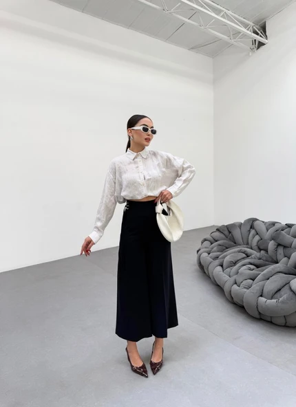 230 Gr Poly Viscose Full Lycra Metal Toka Aksesuarli Pantolon - Resim 3