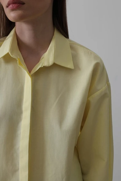Uzun Kol Gömlek - Sarı - Resim 4
