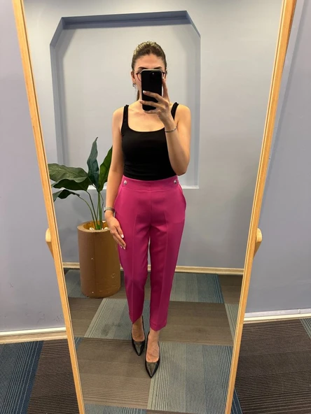 Bel Lasti̇kli̇ Düğmeli̇ Pantolon - Resim 4