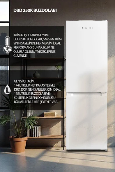 DİJİTSU KOMBİ DBD-250 DBD-250 K BUZDOLABI ürün görseli