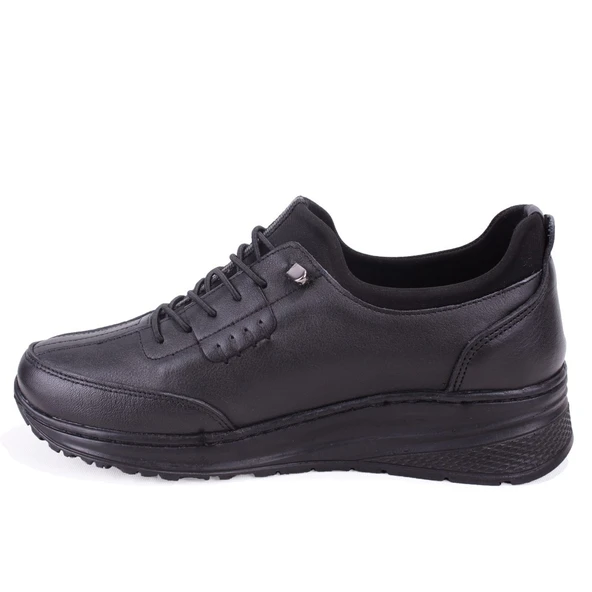 Dagoster DZA07-122044644 Siyah Ortopedik Günlük Deri Kadın Ayakkabı - 3