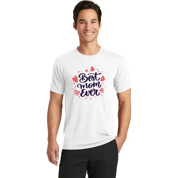 Unisex Bisiklet Yaka Baskılı Oversize T-Shirt - Beyaz ürün görseli