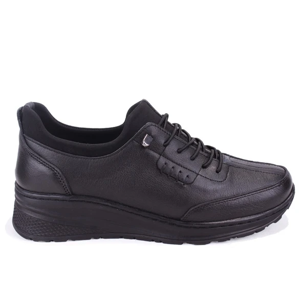 Dagoster DZA07-122044644 Siyah Ortopedik Günlük Deri Kadın Ayakkabı - 2