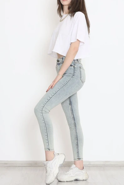 Kadın Cep Detay Kar Yıkamalı Kot Pantolon - Resim 9