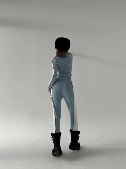 Kemer Detaylı Fermuarlı Tulum - Bebe Mavisi ürün görseli