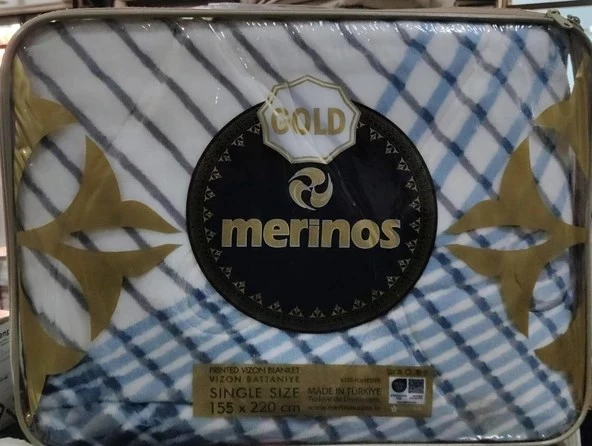 Merinos Gold 2 Kg Tek Kişilik Battaniye 155x220 Mavi Yeşil Rengi - 1