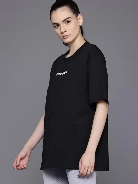 Baskılı Oversize T-shirt - Siyah - Resim 2