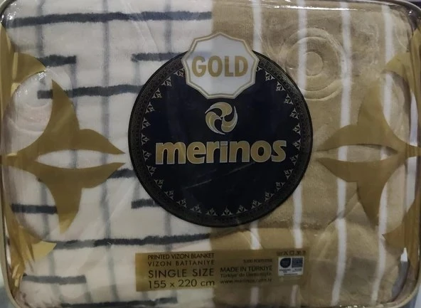Merinos Gold 2 Kg Tek Kişilik Battaniye 155x220 Gri Hardal Rengi - 1
