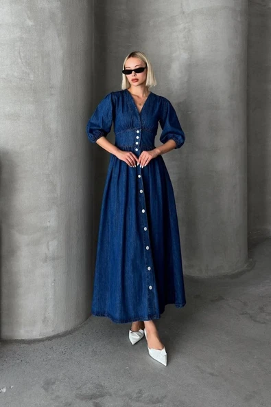 7037 KOT ELBİSE-MAVİ ürün görseli