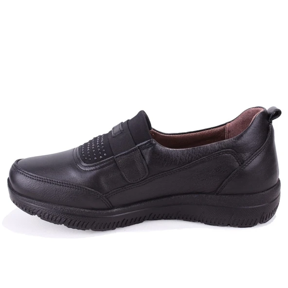 Dagoster DZA07-122042648 Siyah Ortopedik Günlük Deri Kadın Ayakkabı - Resim 3