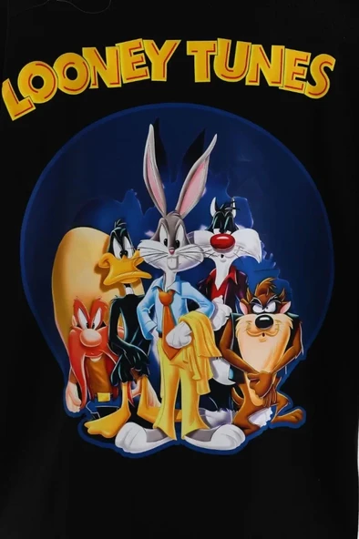 Unisex Baskılı Oversize T-Shirt - Siyah - Resim 3