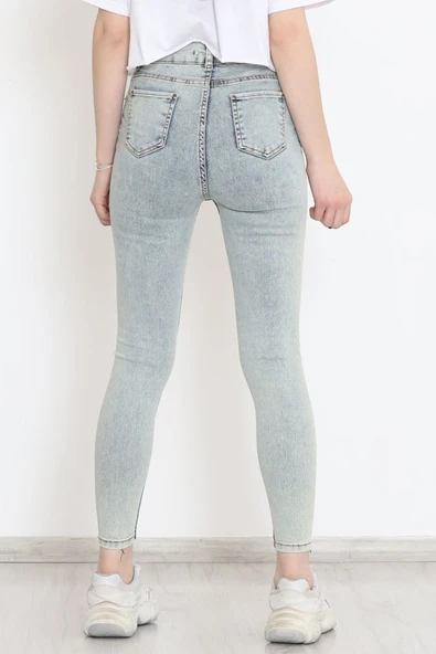 Kadın Cep Detay Kar Yıkamalı Kot Pantolon - Resim 11