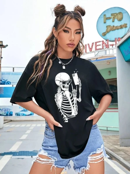 Baskılı T-shirt - Siyah ürün görseli