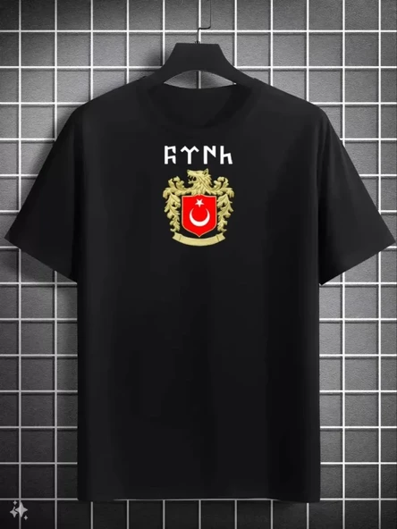 Unisex Bisiklet Yaka Baskılı Oversize T-Shirt - Siyah ürün görseli