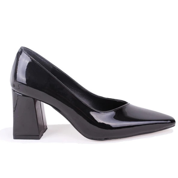 Dagoster DZA07-129615 Siyah Rugan Stiletto Topuklu Kadın Ayakkabı - Resim 2