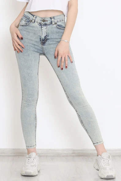 Kadın Cep Detay Kar Yıkamalı Kot Pantolon - Resim 2