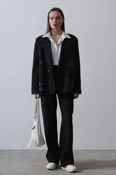 Kalpli Ceket Takım - Siyah - Resim 2