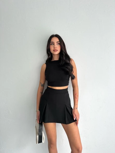 Tek Omuzlu Kolsuz Mini Boy Elbise - Siyah - Resim 3