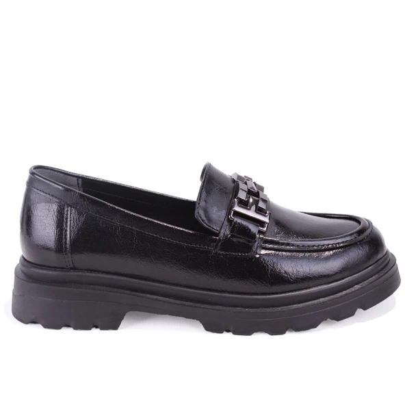 Dagoster DZA07-90801 Siyah Rugan Günlük Loafer Kadın Ayakkabı - 2