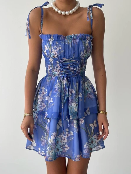 Venlo Beli Lastikli İp Askılı Elbise - Resim 2