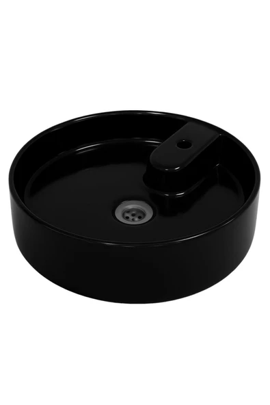 Motion 45 Cm Tezgah Üstü Lavabo Yuvarlak Siyah Çanak Lavabo - 1