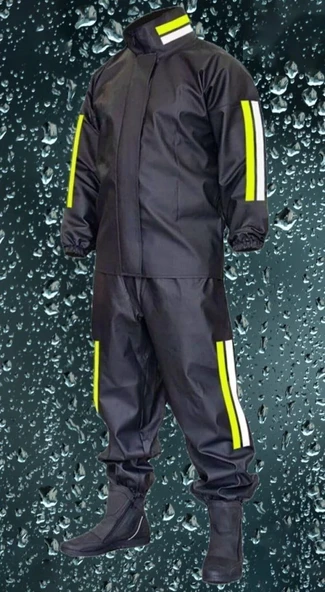 Premium Motorcu Kurye Yağmurluk Takım Su Geçirmez PVC Kumaş Reflektörlü TÜBİTAK Onaylı - Siyah - 3