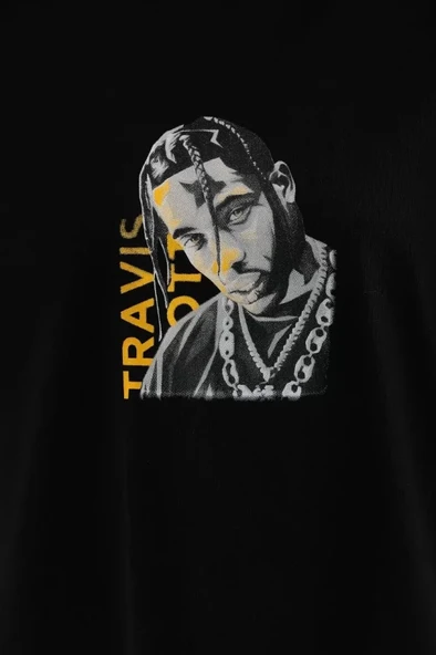 Unisex Baskılı Oversize T-Shirt - Siyah - Resim 3