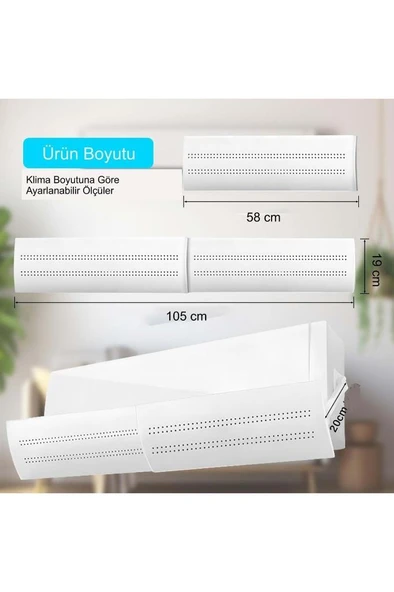 Ayarlanabilir Delikli Klima Hava Yönlendirici 58-105 CM Klima Çarpması Siperliği Aparatı - 3