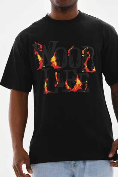 Unisex Baskılı Oversize T-Shirt - Siyah ürün görseli